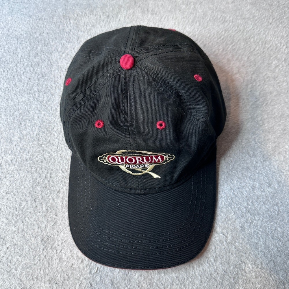 Quorum Cigars Hat Mens OSFM Black Baseball Cap Hook Loop Strap Embroidered Logo - Picture 4 of 7